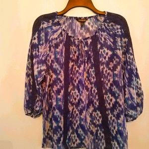 Gorgeous Blue Patterned Express Blouse - medium